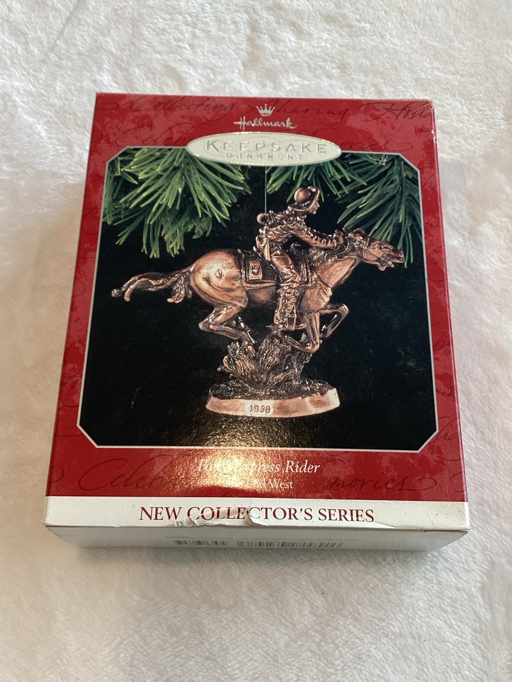 Vintage Hallmark Keepsake Ornament Pony Express Rider 1998 Copper Horse